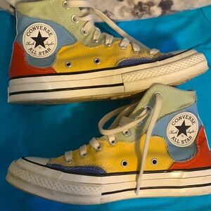 Mens Sz 6 1/2 Woman’s Sz 8 1/5 Unisex Converse chuck 70 crafted patchwork